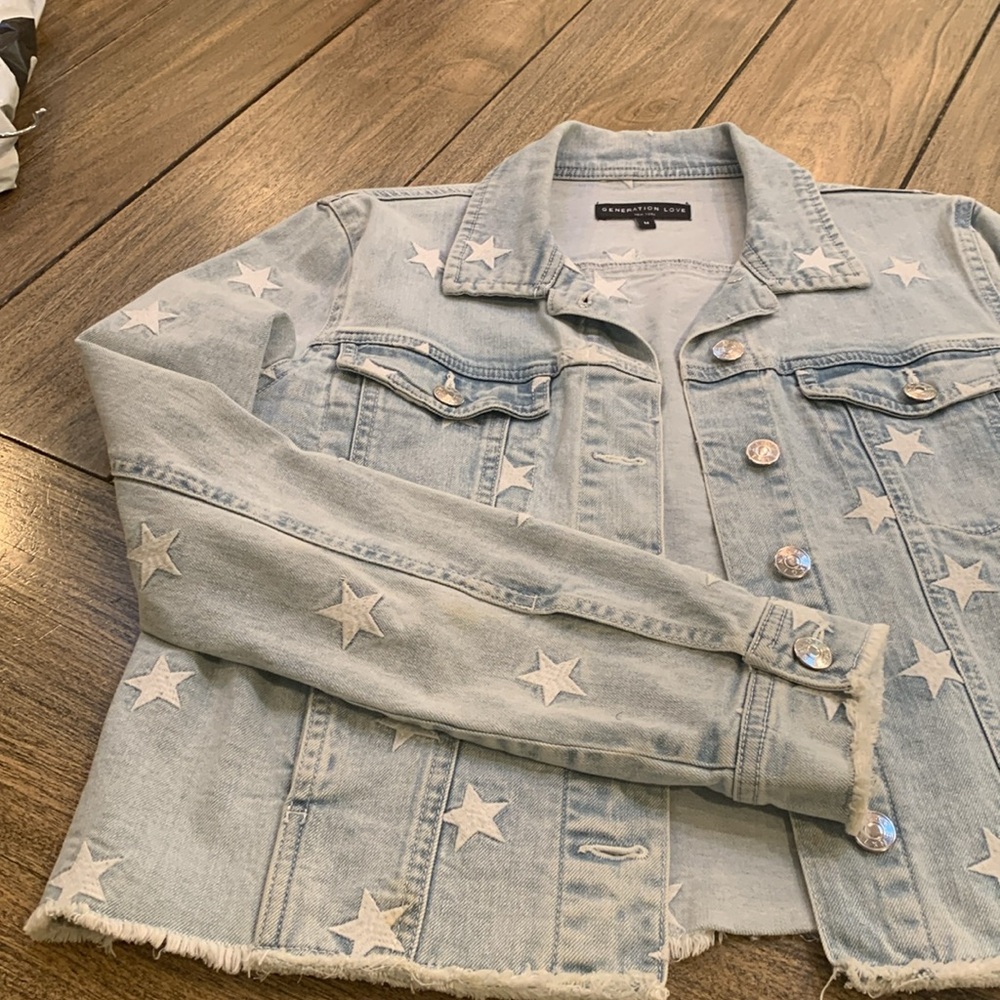 Generation Live Light Denim Jacket With White Sta… - image 3